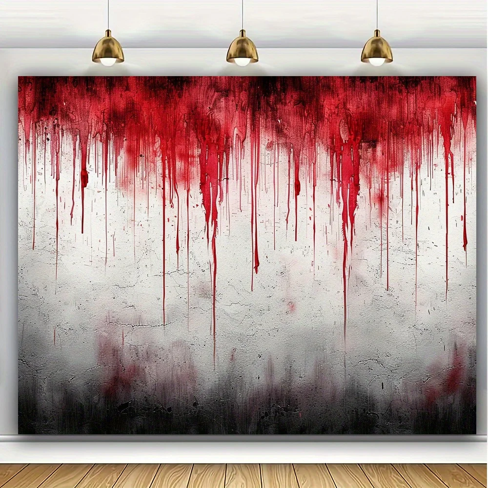 قطعة قماش خلفية شبحية لقطرة الدم للهالوين - قطعة واحدة من ديكور الحفلات بطابع زومبي من البوليستر