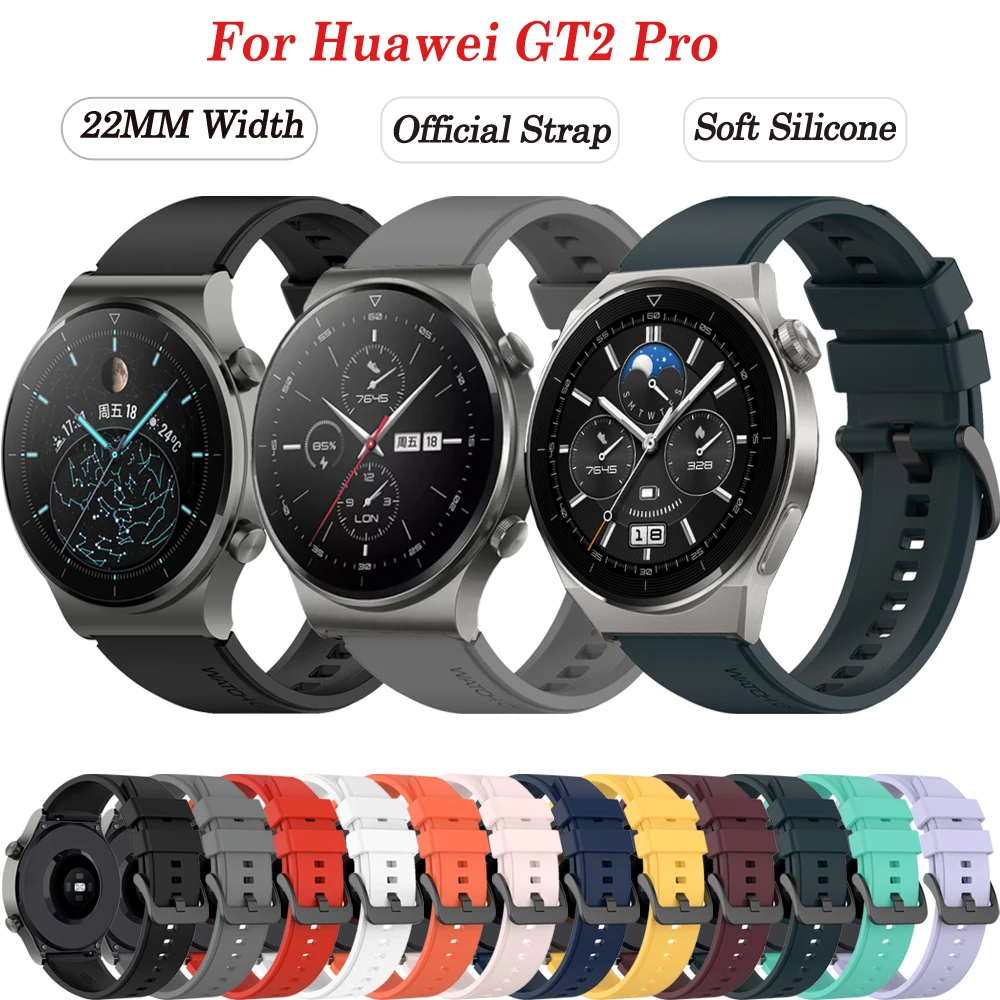22 مللي متر الرسمية سيليكون حزام الساعات الذكية لساعة هواوي Gt 2 برو حزام Smartwatch ل Gt2 GT3 برو 46 مللي متر سوار إكسسوارات