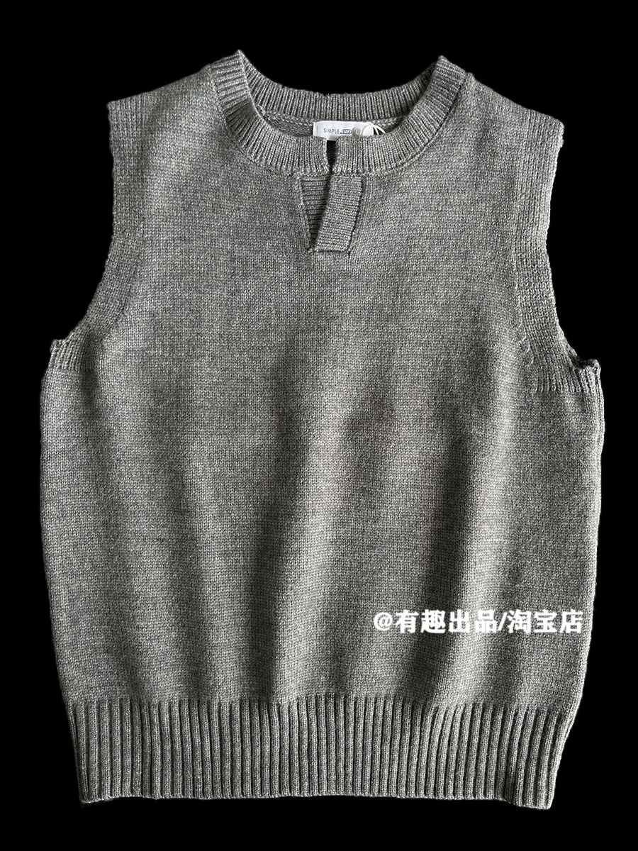 Gilet lavorato a maglia con scollo a V retrò americano a strati d'avanguardia Gilet maglione casual senza maniche di nicchia allentato da uomo