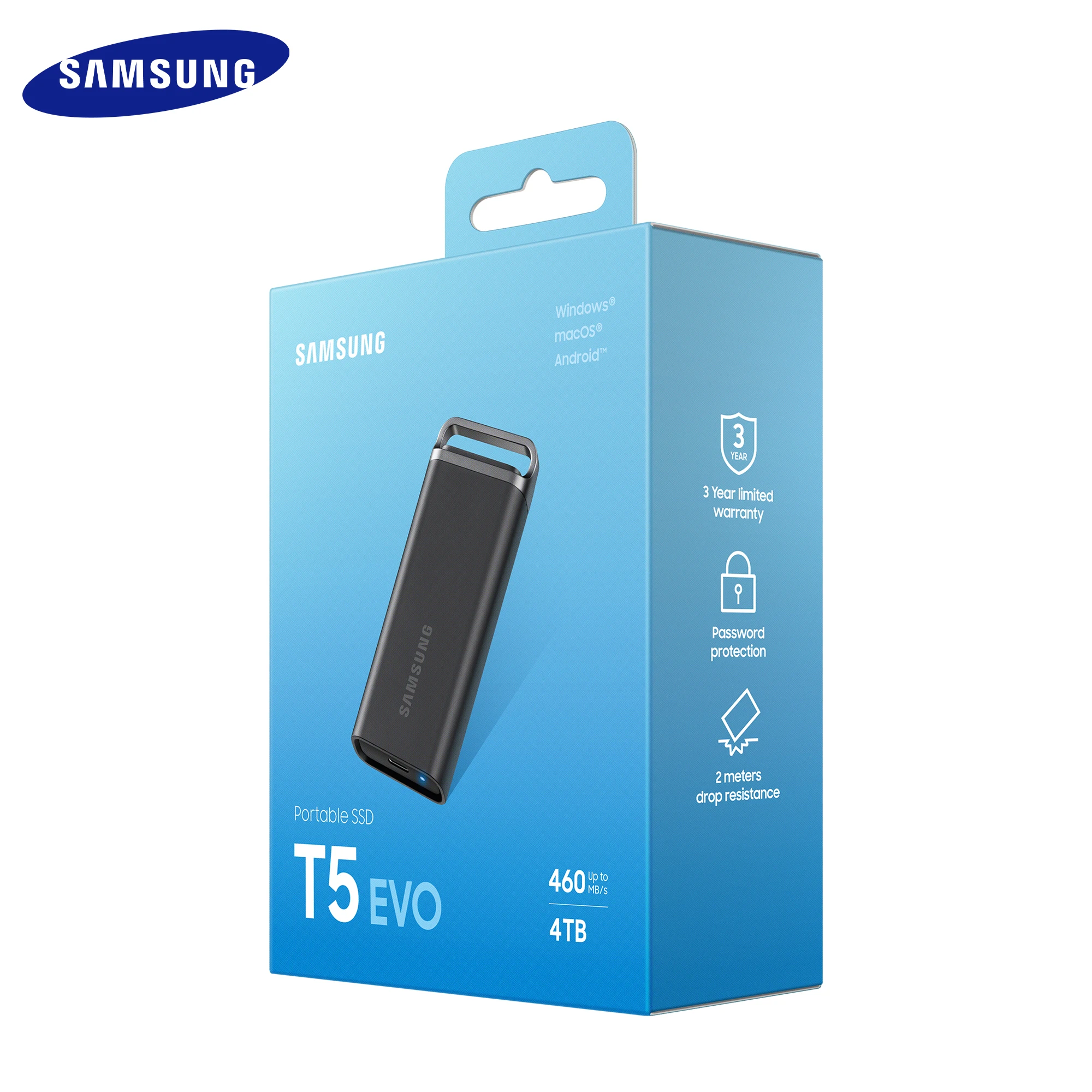 Imagem -04 - Samsung-disco Rígido Externo Portátil Unidade de Estado Sólido Pssd Original Ssd t5 Evo Usb 3.2 Tipo-c 2tb 4tb 8tb Max 460 mb s