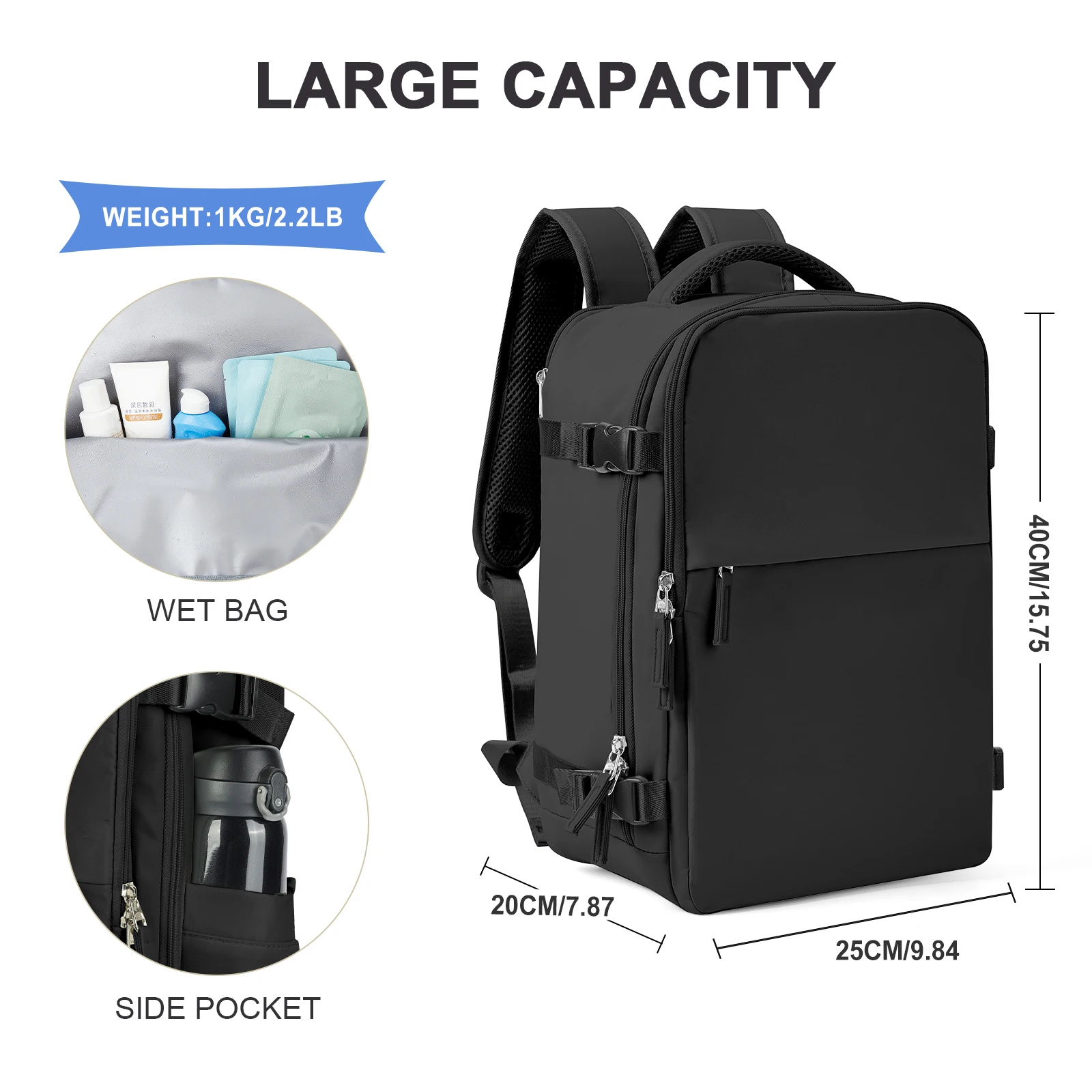 Carry on Backpack Travel Backpack For Men Women Large Capacity Flight Bag Laptop Backpack Ryanair 40x20x25 Cabin Bag Multilayer