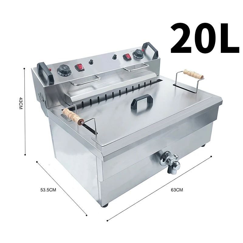 

Electric 220V Deep Fryer Machine For Chips Chicken Large Capacity 20L 30L Frying Machine With Oil Drain Faucet 6000W