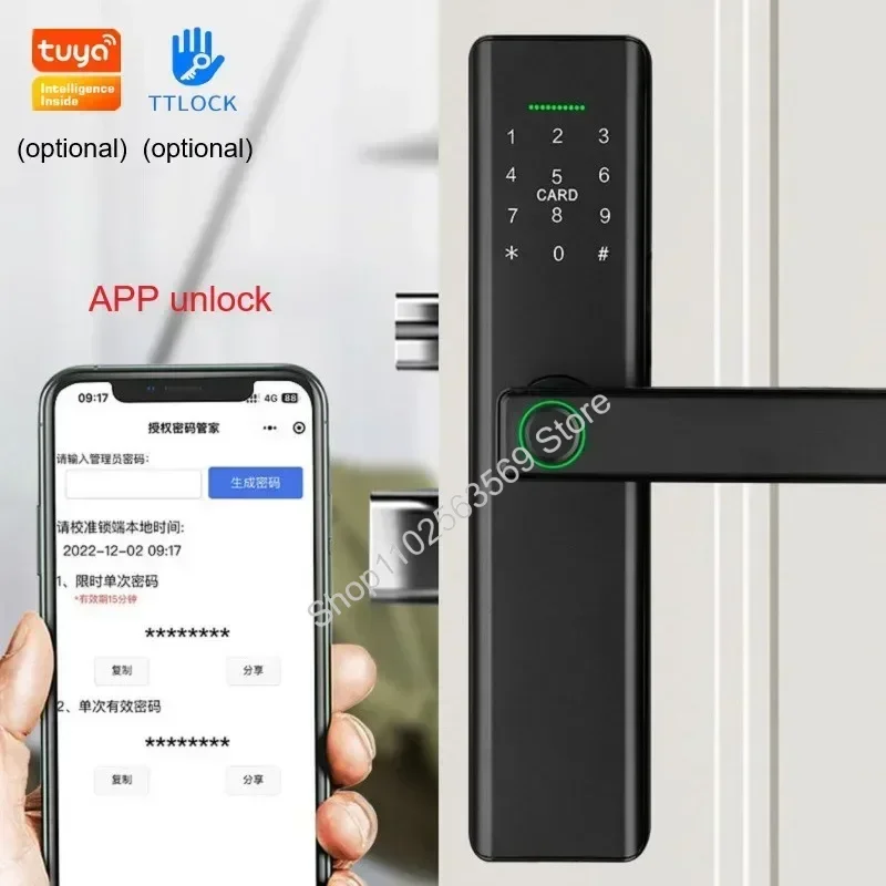 Smart Electronic Lock Tuya WIFI Door Lock Fingerprint Password IC Card NFC APP Key Remote Unlock TTlcok Work with Google Alexa