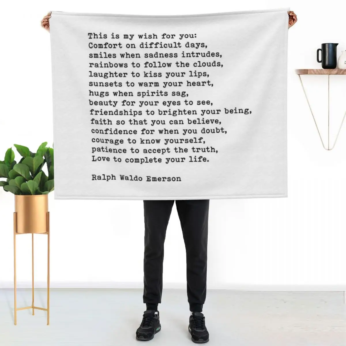 

This Is My Wish For You, Ralph Waldo Emerson Quote Throw Blanket Plush Fuzzy Cozy Blanket for Couch Sofa