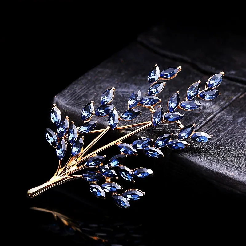 Wheat Ear Flower Crystal Brooches Bouquet New Women's Brooch Pin Jewelry Accessories Gift Broche De Flores