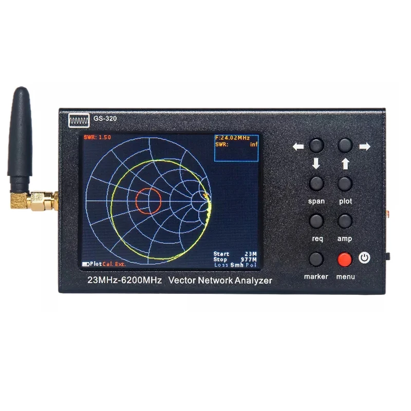 

GS-320 23-6200MHz Portable VNA SWR 6G WIFI 2.4G /4G/5.8G GPS Vector Network Analyzer Reflectometer NanoVNA + 3.2" Touch Screen