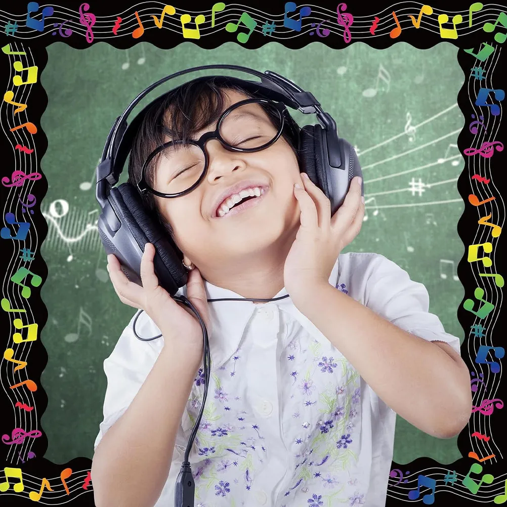 

Rolled Music Theme Bulletin Board Border Sticker Classroom Decor Chalkboard Trim DIY School Home Office Music Symbols Decoration