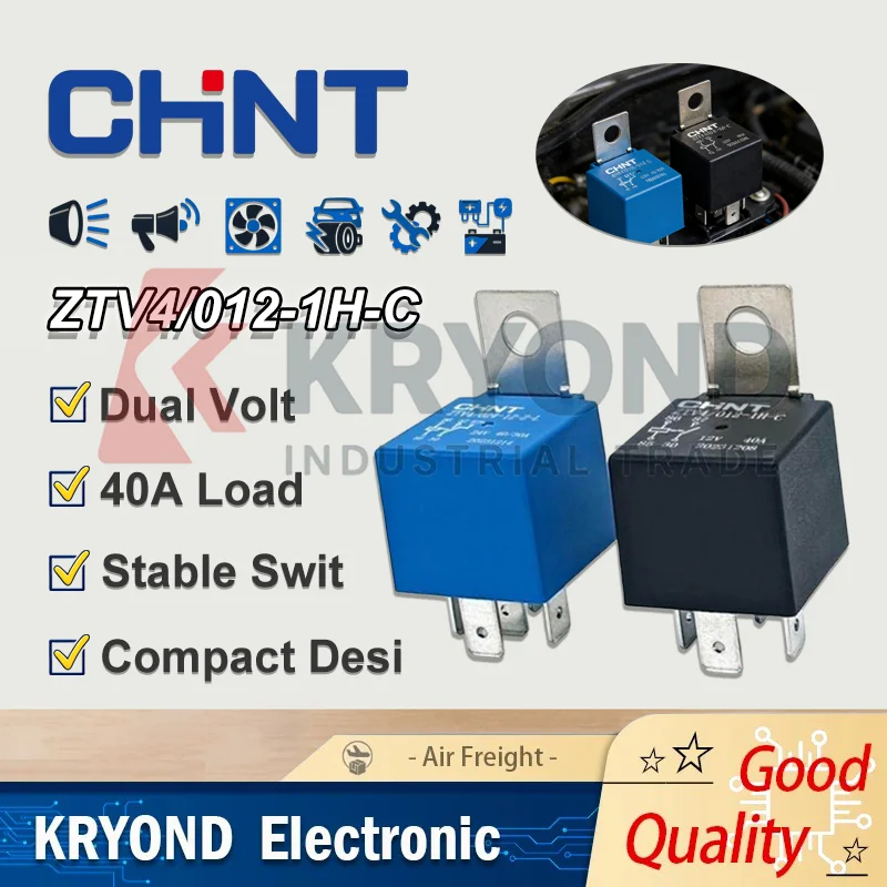 CHNT JD1912 Universal Automotive Relay 12V 24V 40A 4 Pin 5 Pin Car Electrical Switch Relay for Headlight Horn Fan Motor Control