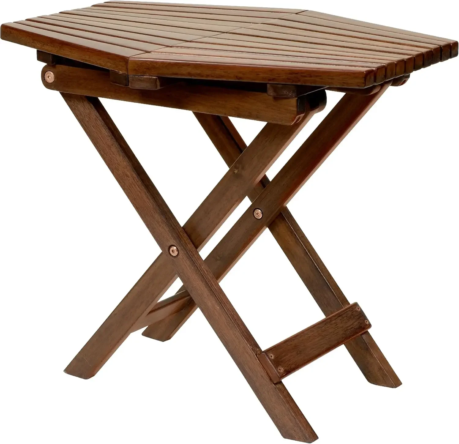 Tamarack Folding Table - Outdoor Patio Furniture Accessory for Home Entertaining in the Patio, Backyard, and Deck, Cinnamon