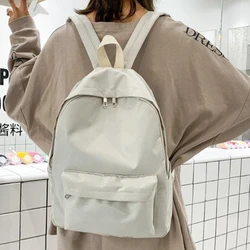 Women Backpack Small Backpack For School Teenagers Girls Nylon  White Bookbag Fashion Solid Color Travel Backpack Street Trend