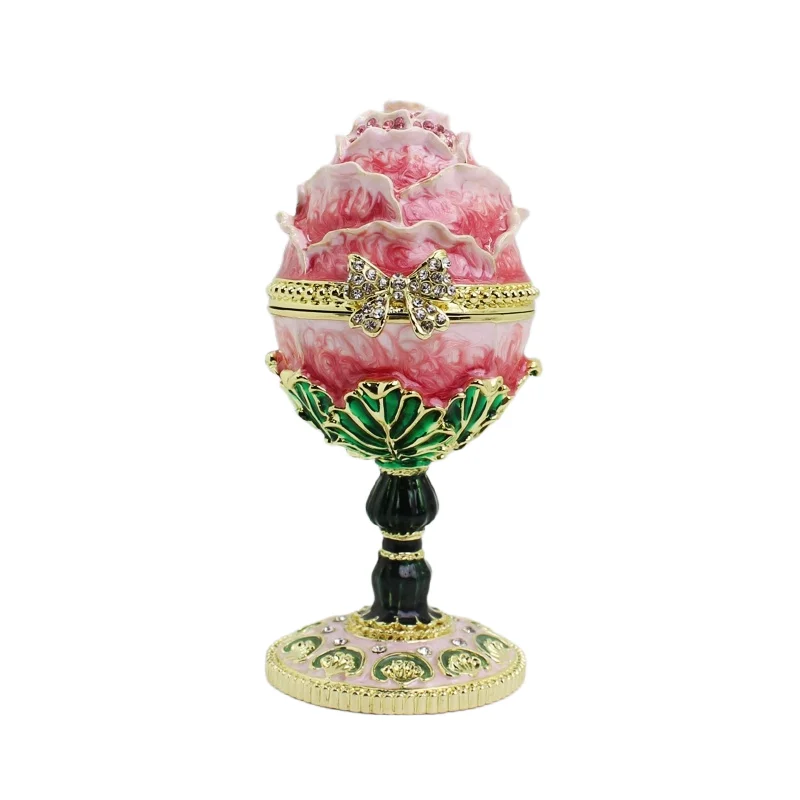 SHINNYGIFTS Valentine's Day gift enameled roses egg decorative box creative trinket storage box ornaments