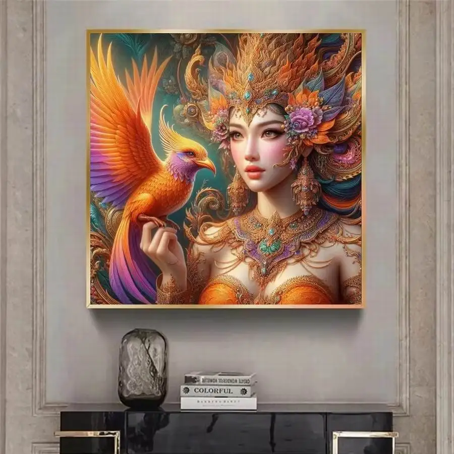 Diy Diamond Painting Fantasy Woman And Phoenix Full Mosaic Embroidery Animals Rhinestone Picture Jewelry Cross Stitch Kits