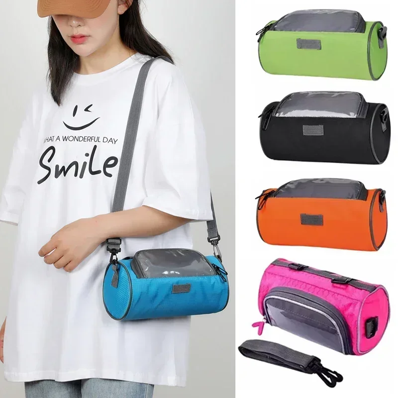 Bicycle Handlebar Bag Multifunctional Portable Waterproof Frame Satchel Mobile Phone Water Cup Multi-pocket Zipper Shoulder Bag