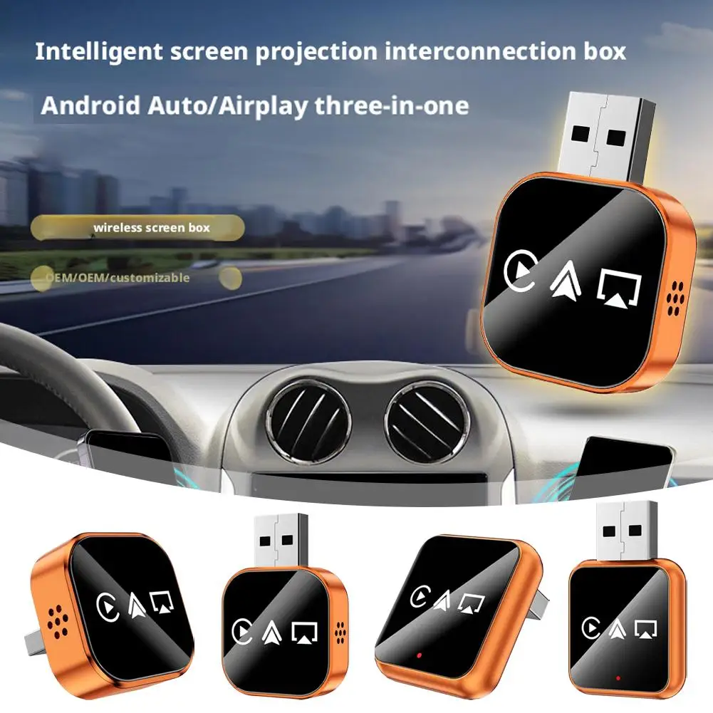 

3-in-1 Intelligent CarPlay Box - Wired to Wireless Carplay Android Auto Mirrorlink Adapter Seamless Connection Car Accessory