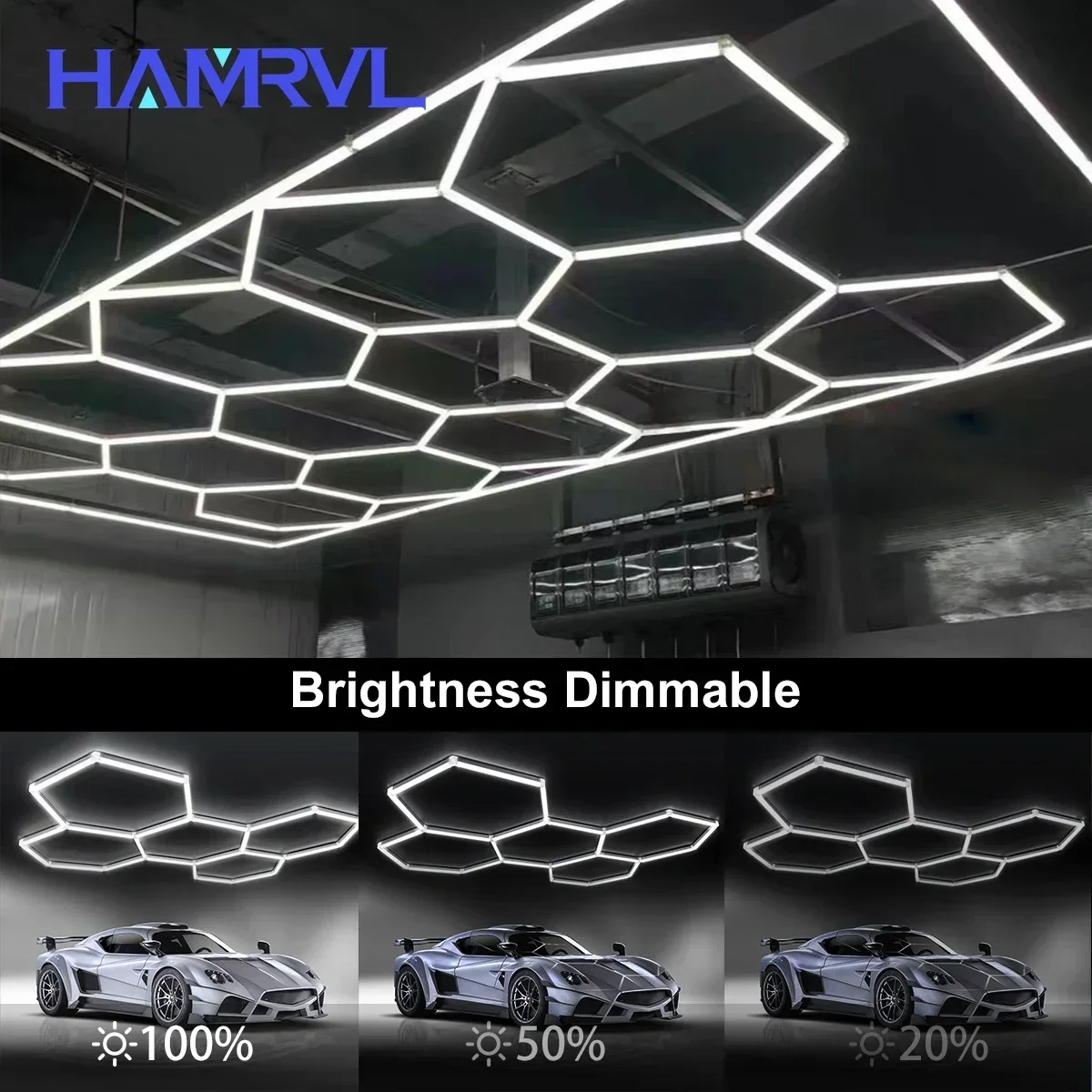 Hexagonal honeycomb lamp dimmable LEDAC110-240 for ambient lighting in underground warehouse, studio, e-sports room custom class