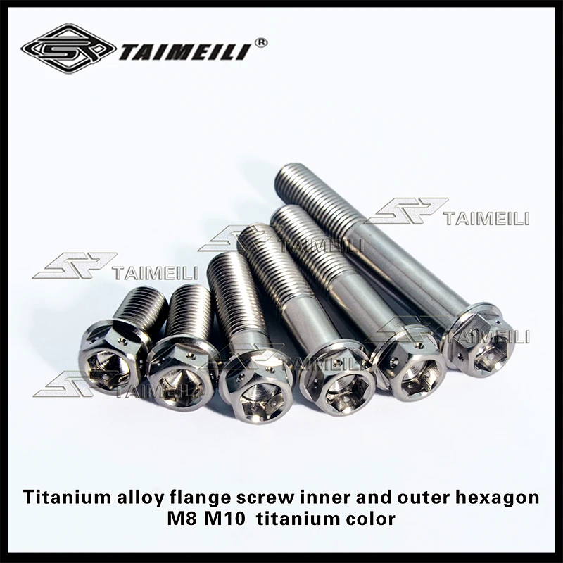 Titanium bolt GR5 flange head inside and outside hexagon head M8 M10x20-90mm motorcycle refitted bolt repair replacement scre