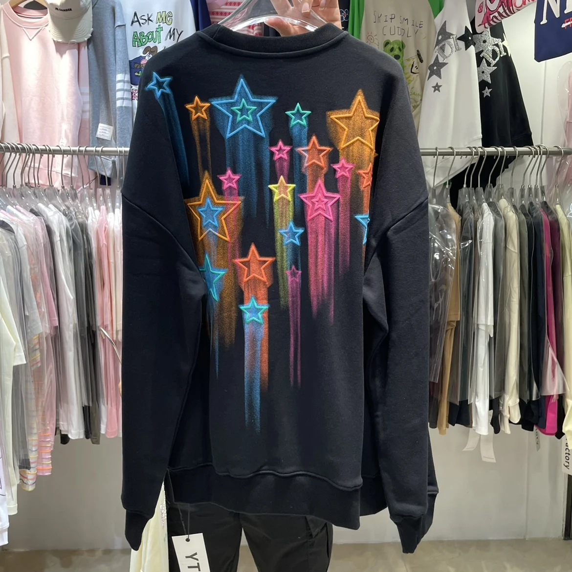 American Retro Graffiti Round Neck Sweatshirts Women 2024 Autumn New Fashion Long Sleeve Oversize Loose Casual Pullovers Hoodies