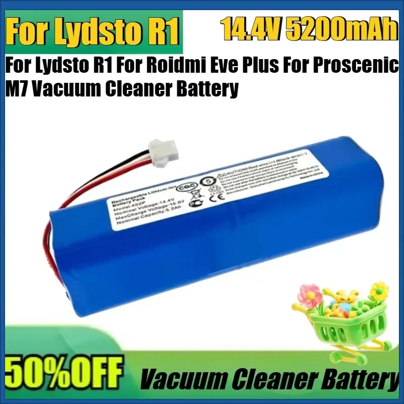 New 14.4V 6800mAh Li - Ion High Quality Battery for Lydsto R1 For Roidmi Eve Plus For Proscenic M7 Vacuum Cleaner Battery