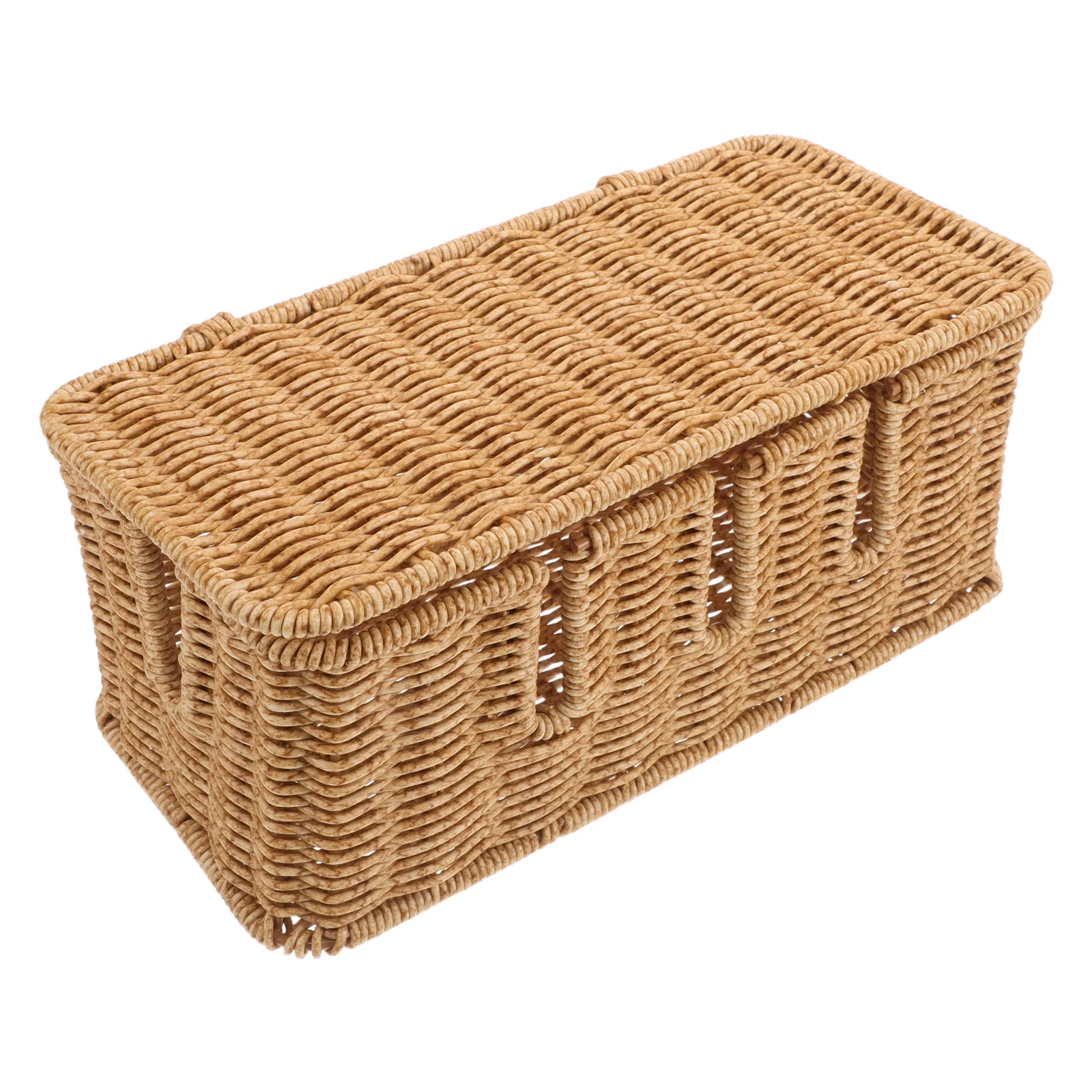 Desktop Kabel Organizer Box Imitatie Rotan Snoerbeheer Opslag voor Office Home Decoratieve Stekkerdoos Houder Geventileerd