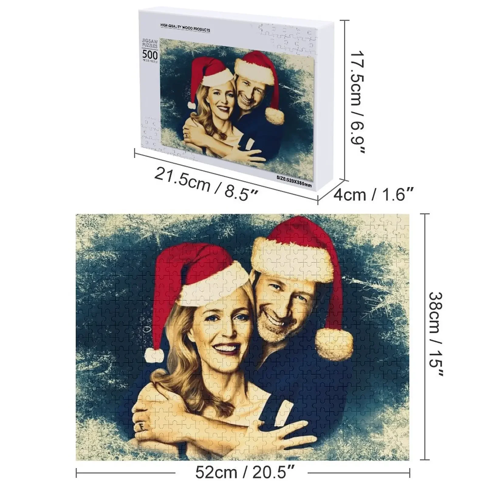 Puzzle Gillian i David - edycja świąteczna, prezent na zamówienie, personalizowany prezent, puzzle dla par, dla dzieci