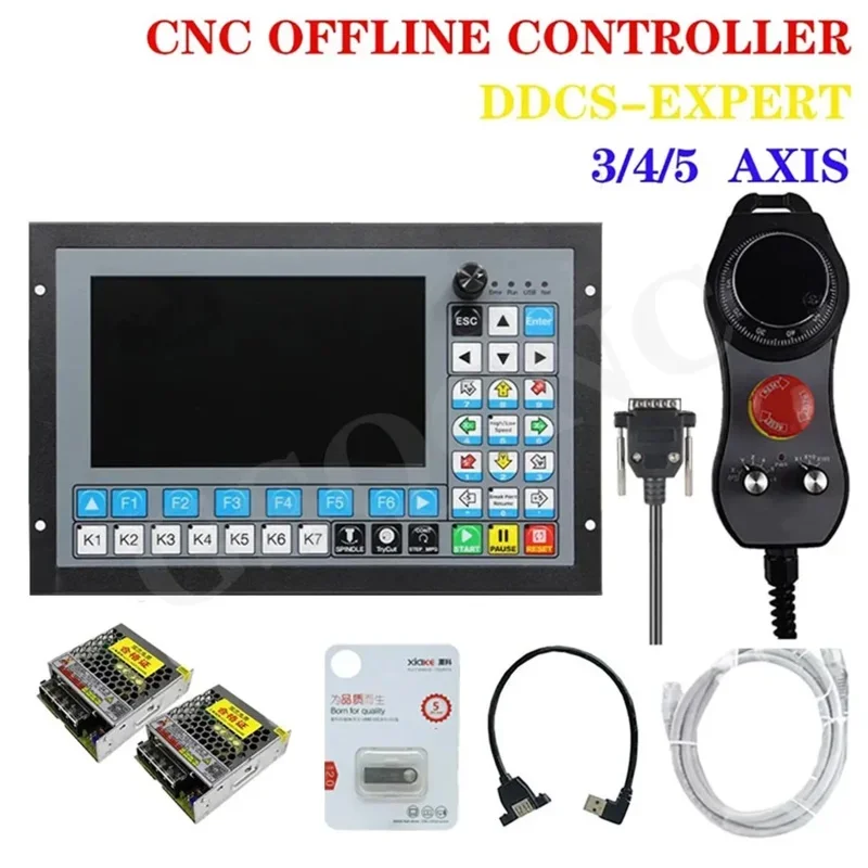 New Updated Ddcs-Expert Cnc Offline Controller 3/4/5 1Mhz G Code 6 Axis With Emergency Stop Electronic Handwheel