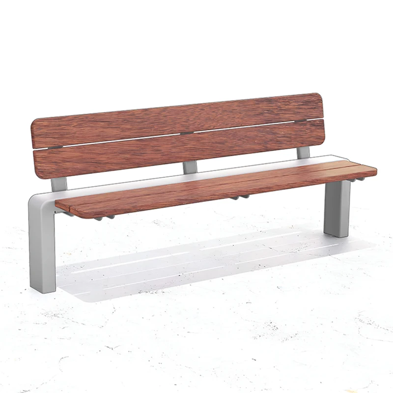 

Stainless Steel Outdoor Bench Chair Backrest Bench Leisure Seat Solid Wood Wrought Iron