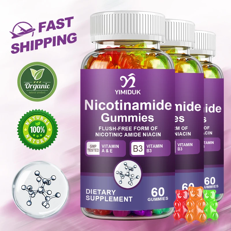 Nicotinamide 500mg Gummies, Vitamin B3 Niacinamide Supplement for Cellular Energy Metabolism & Repair, Vitality, Healthy Aging