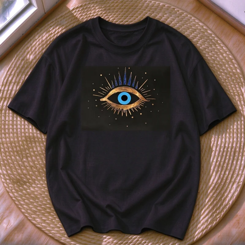 Evil Eye Graphic T Shirt Women Vintage Mystic All Seeing Eye Summer Cotton Short Sleeve O Neck Casual Streetwear Tee Y2k Top