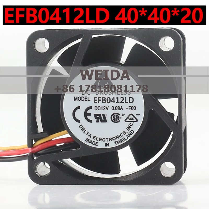 

Delta 12V 0.08A AC EC 4020 40X40X20MM 4CM Ultra-quiet Frequency converter Chassis power supply EFB0412LD coolingfan