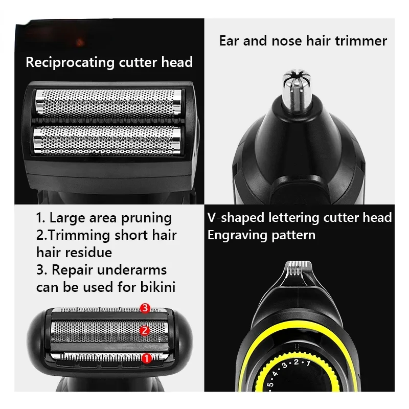 Электрическая машинка для стрижки волос, многофункциональный мужской триммер, электробритва, мужская бритва, триммер для носа KM-696, машинка для стрижки волос Kewpie, винтажная t