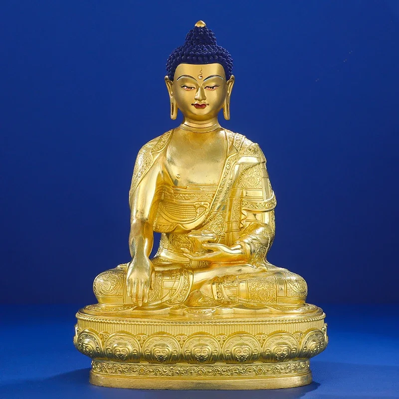 Shakyamuni Buddha statue pure bronze gilt tantric Buddha hall home worship ornaments 5 inches Three Treasures Buddha Shakyamuni