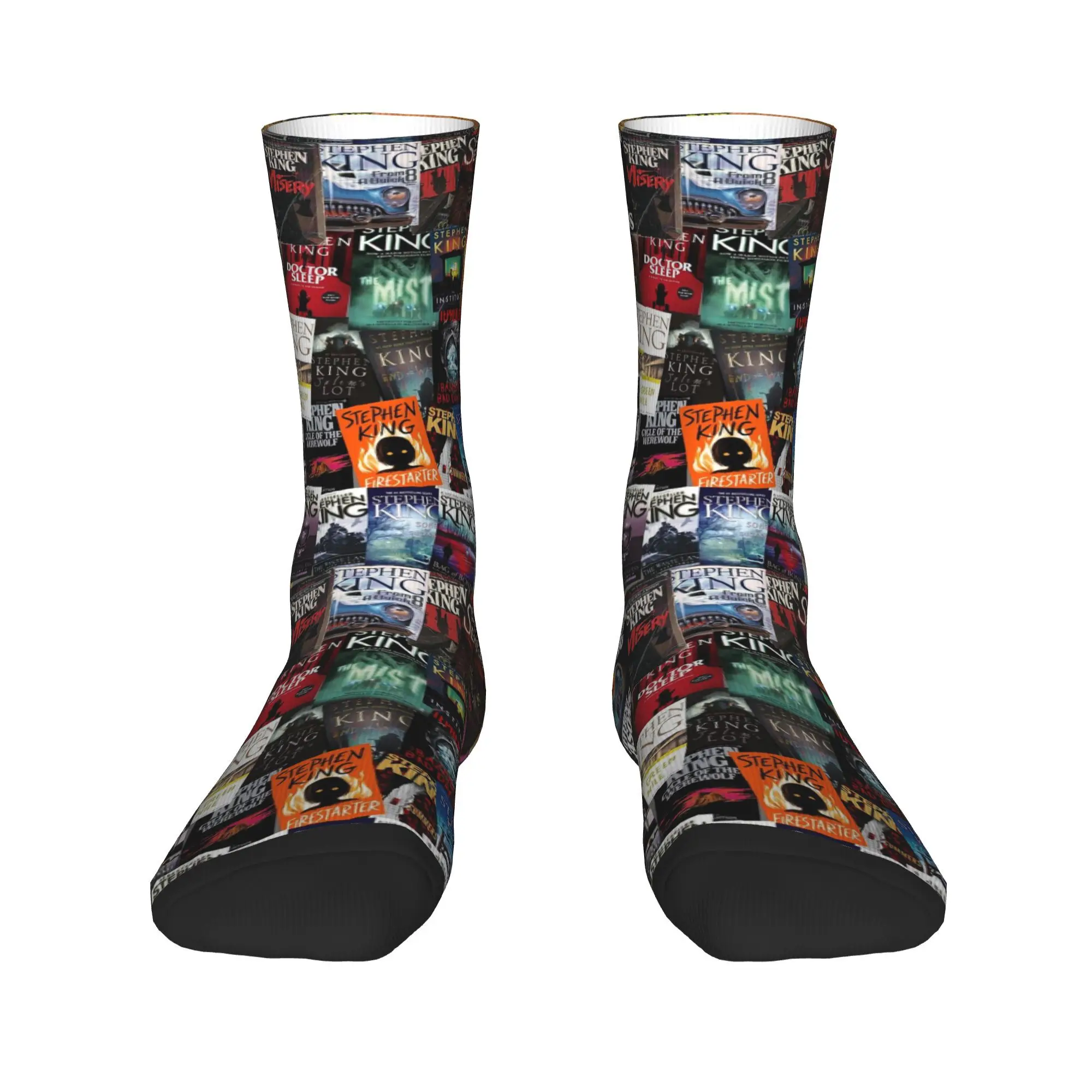 

Stephen King Book Covers, Horror Bookworm Socks Harajuku Stockings All Season Long Socks Accessories for Unisex Gifts