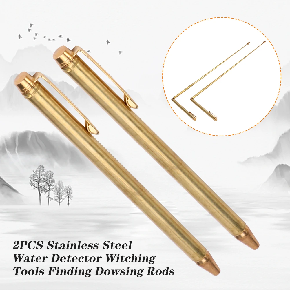 2Pcs Dowsing Rods Detector 57cm Long Retractable Positioning Rods Brass Dowsing-Stick For Veins Water Divination Tools