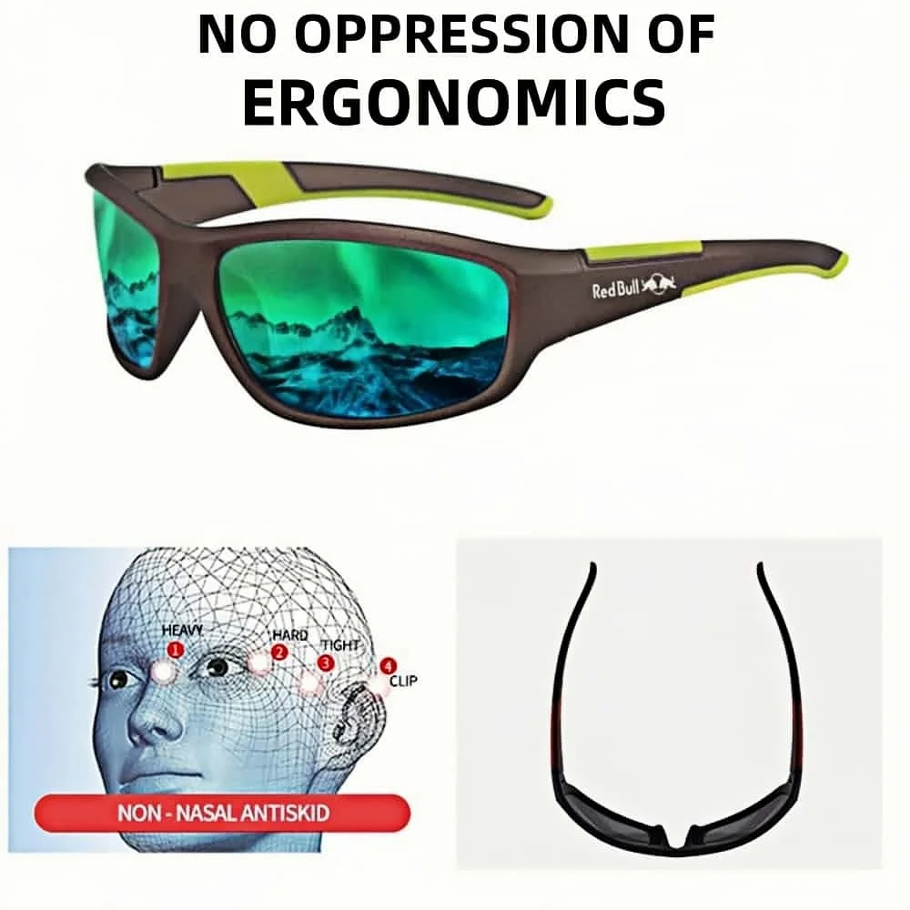 2025 New 4 Colors Red Bull Polarized Eyes Men and Women Outdoor Hunting Fishing Driving Bicycle Sunglasses Optional Glasses Case