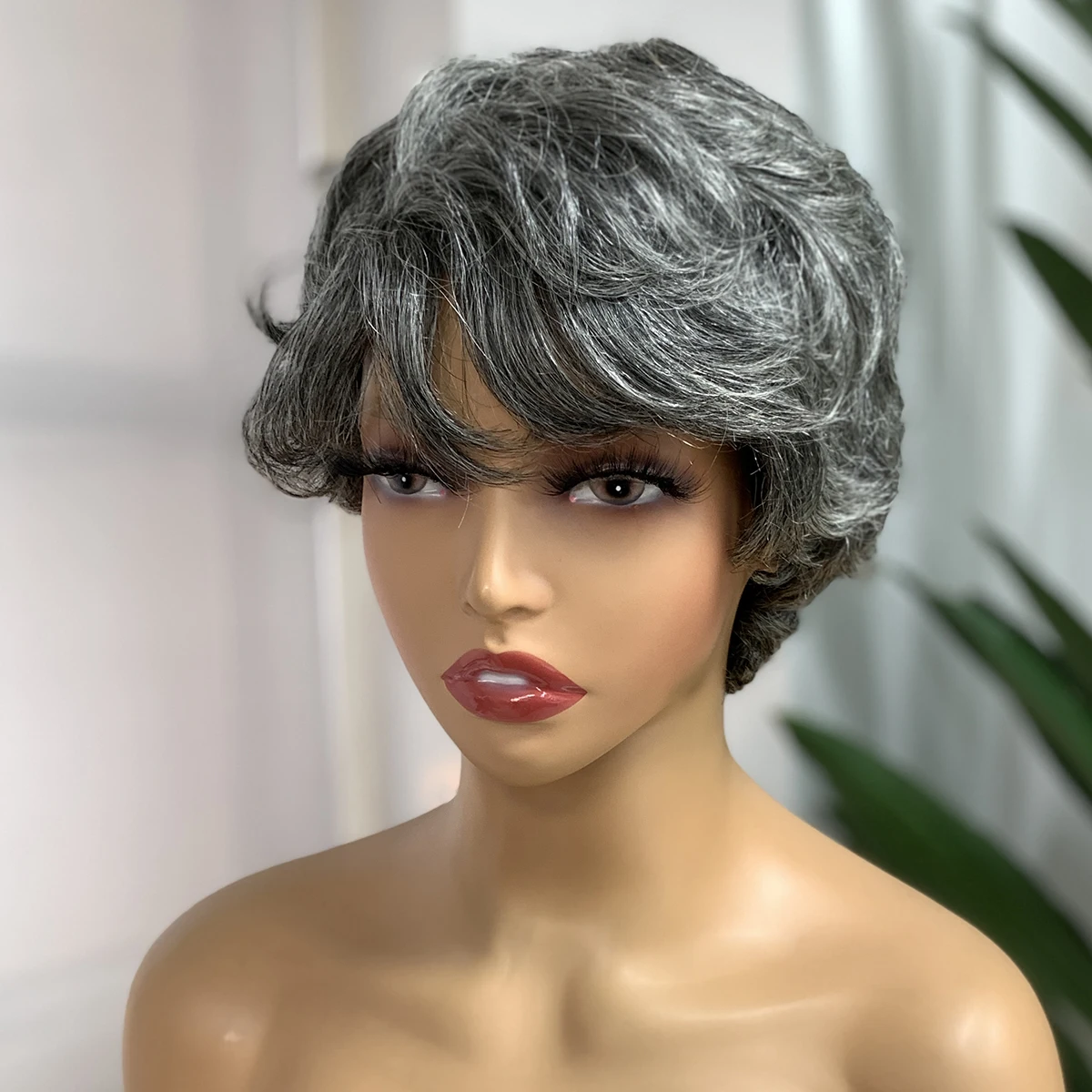 Miss Rola Brazilian Short Pixie Cut Wigs Highlight Curly Human Hair Wig Whole Machine Made Human Hair Wigs Remy 180% Density