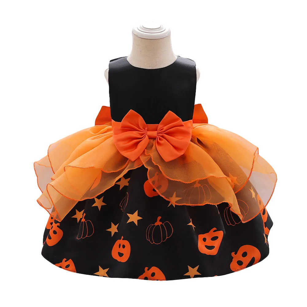 Halloween Kostüm Kinder Kürbis Kleid Make-up Ball Leistung geschwollene Kleid kleine Hexe Prinzessin Kleid Mädchen Tutu Kleid