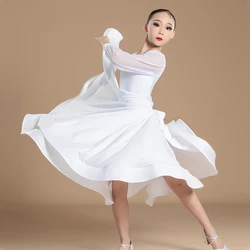 Ballroom Dance Dress White Waltz Dress Standard Modern Dance Competition Dresses for Girl Ballroom Training Dancewear Red 2753