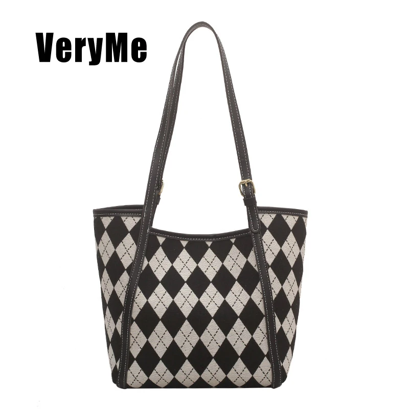 VeryMe-Bolsos de hombro con personalidad para mujer, bolsos de lona informales, nuevo paquete de compras de viaje 2022 Torebki Damskie