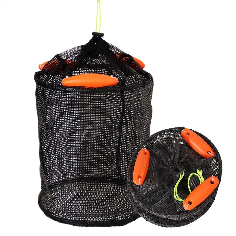 

Foldable Fishing Mesh Bait Cage Trap Floating Basket For Live Caught Fish Nylon Fishing Mesh Bait Cage
