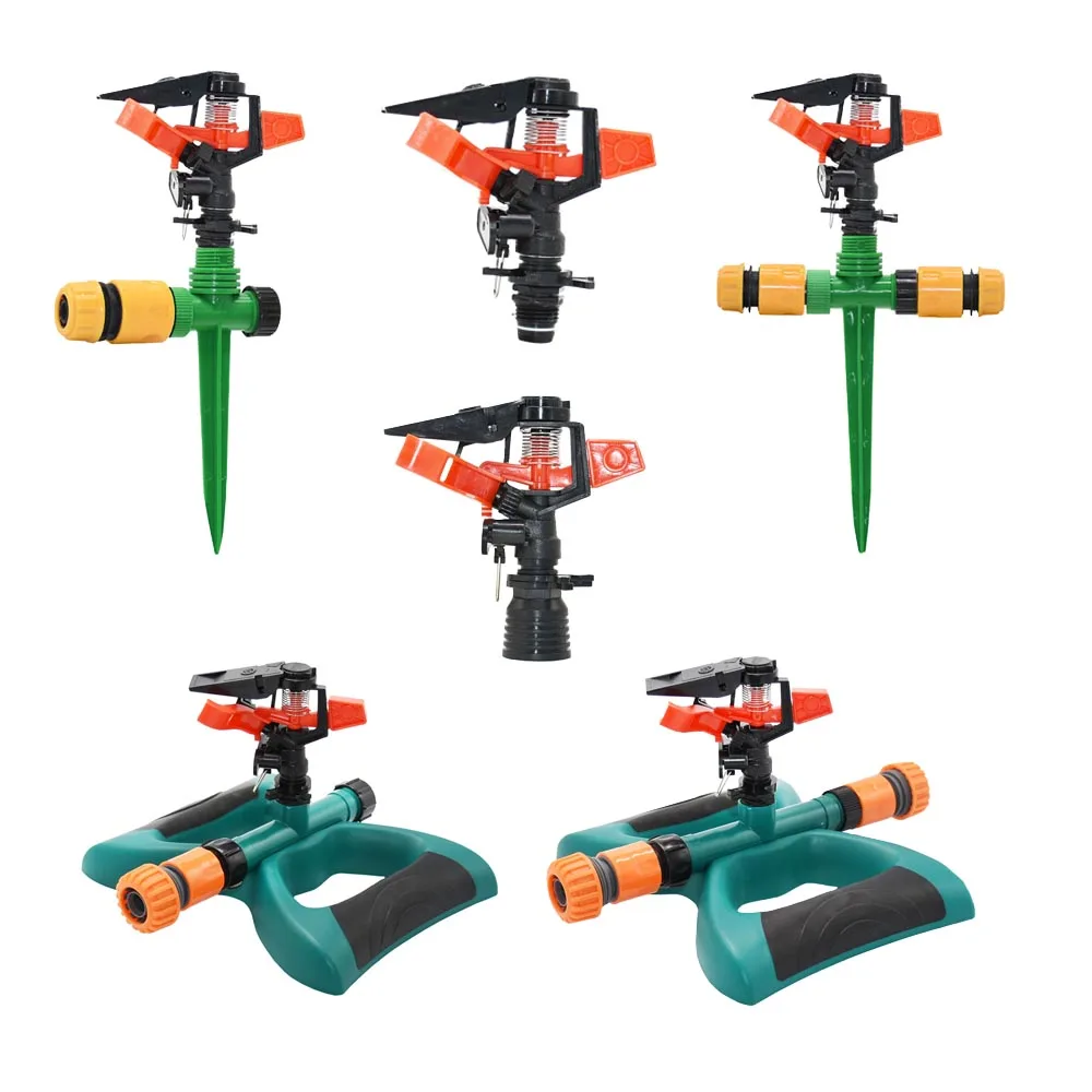 Adjustable Garden Lawn Sprinkler With Nozzle Support Rotating Sprinkler Rocker Nozzles Irrigation Watering 1/2