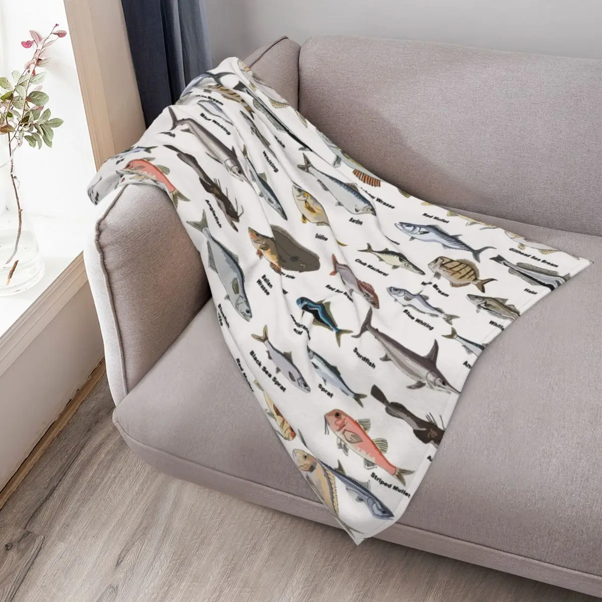 خمر تحديد الأسماك الرسم البياني الصيد رمي بطانية فاخرة رشاقته لطيف منقوشة لطيف شخصية هدية البطانيات #3