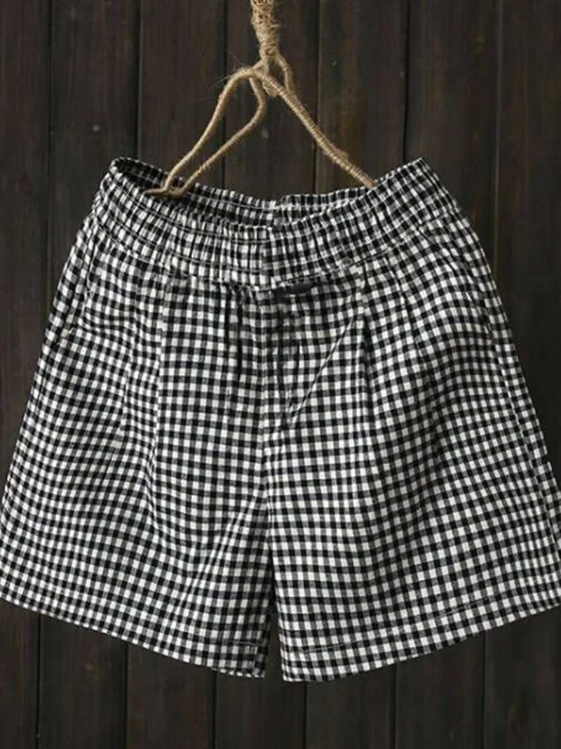 شورت صيفي كاجوال من القطن والكتان واسع الساقين ورفيع للنساء، خصر مرتفع، طول قصير، جيب، متعدد الاستخدامات، للارتداء الداخلي وا... #1