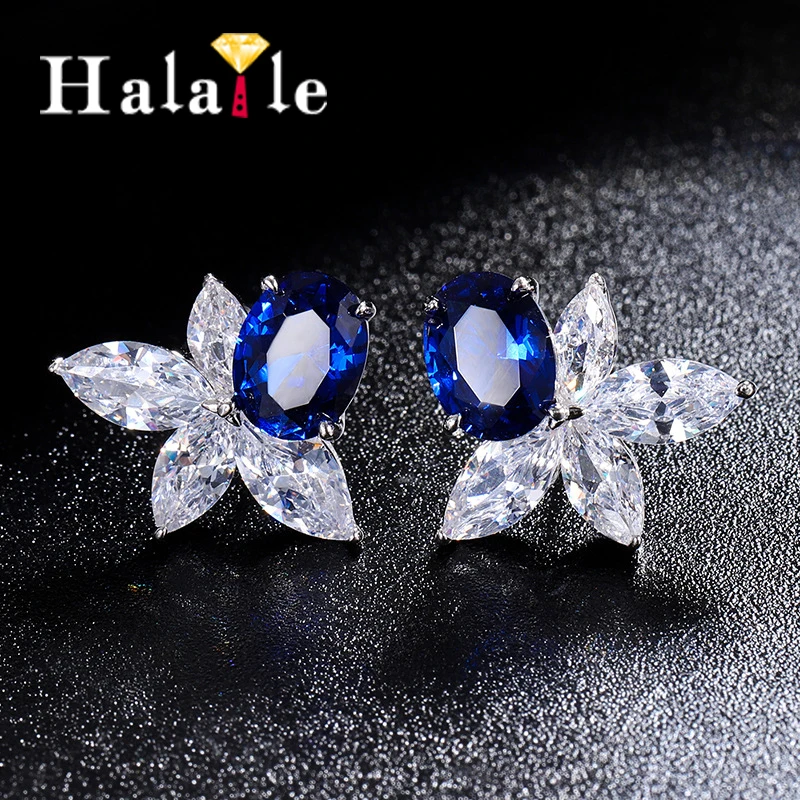 

Halaile S925 Sterling Silver Zircon Jewelry High Carbon Diamond Polychrome Stud Earrings Trendy Fine Jewelry Women Elegant Gift