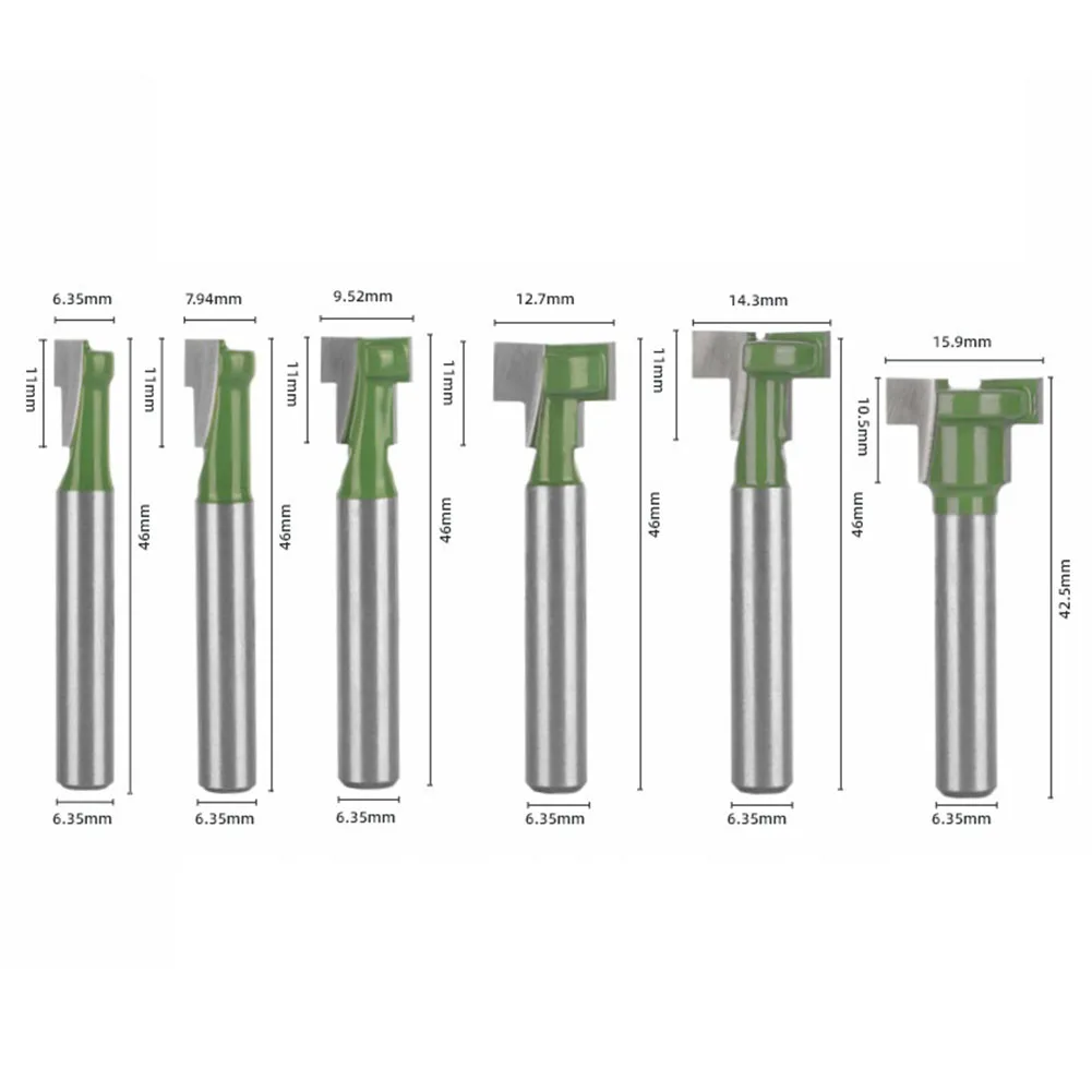 

Precise Tungsten Steel T Slot Router Bit Set 6 35mm Shank T Slotting Milling Cutter for Hanging Fixtures and Mirrors