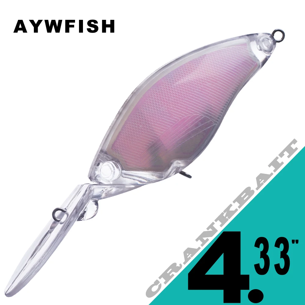 AYWFISH Unpainted Deep Water Crankbait Fishing Lures Blank 5PCS Holographic Inside Artificial Crank Bait DIY 11CM 16.5G Tackle