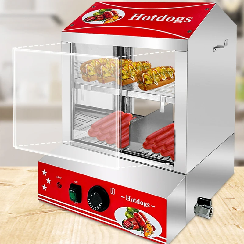 27L Commercial Hot Dog Warmer, Electric Sausage Display Case, Fried Chicken Shop Food Display Case, Multi-Temperature Control image 3