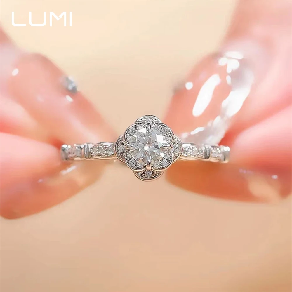 

Кольцо-букет из настоящего муассанита 0,3 карата для женщин - кольцо из стерлингового серебра 925 пробы, обручальное кольцо, ювелирные изделия, сертифицированное GRA