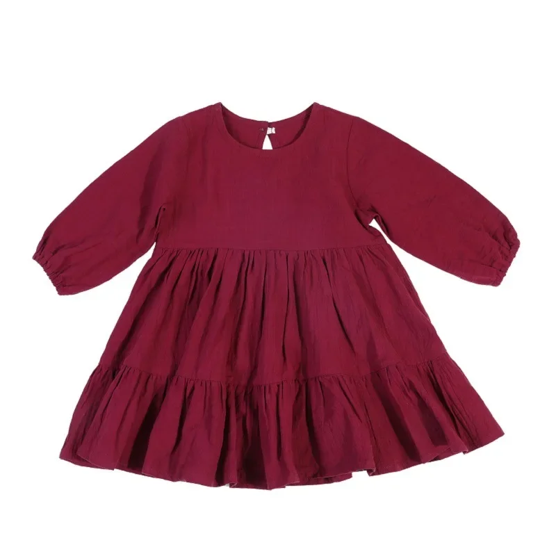 Full Sleeve Toddler Baby Girl Dress Cotton Solid Full Sleeve Infant Dress