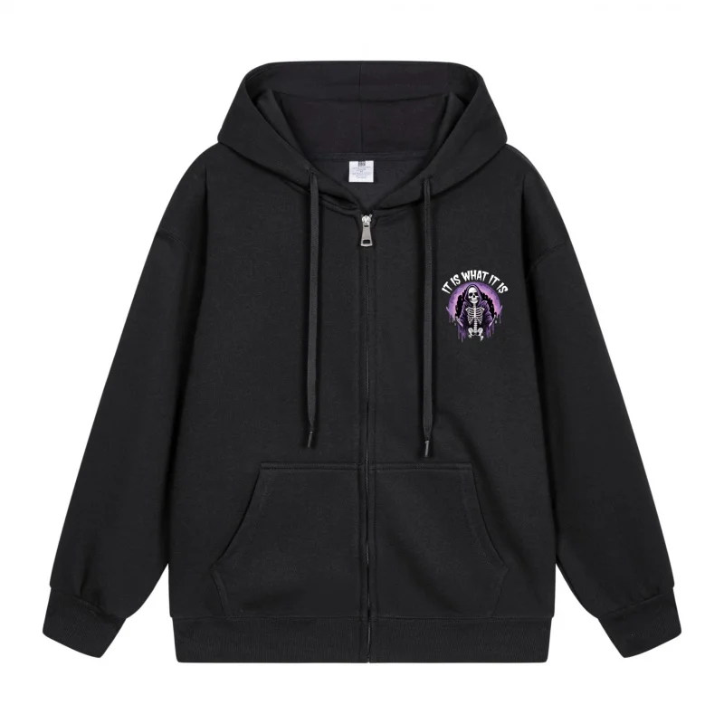 

Men's Zip-Up Hoodie Purple And Black Artwork Design 2025 New Style Casual Couples’ Style Casual and Loose