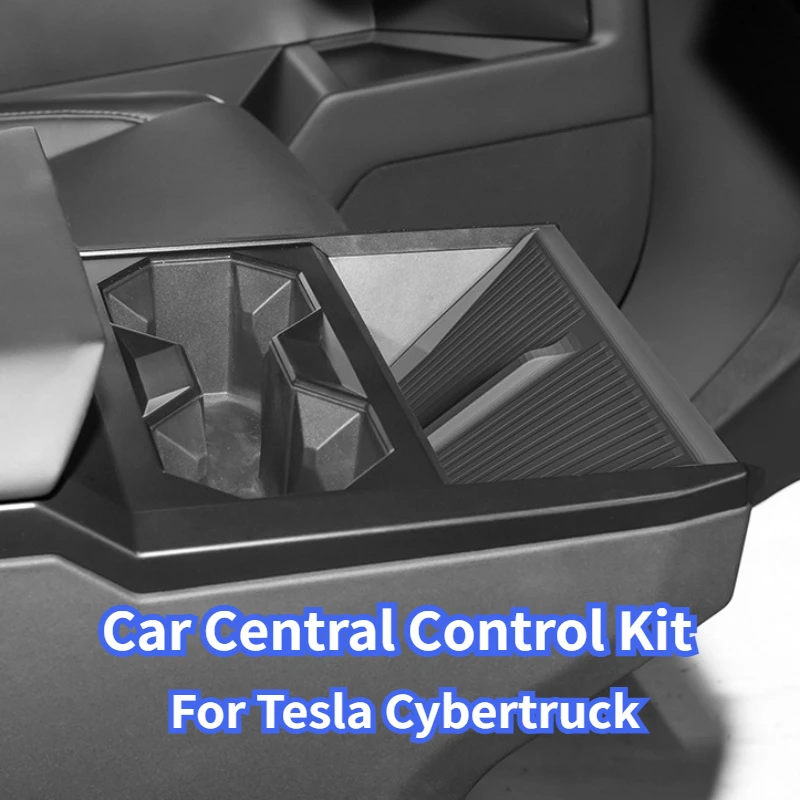 

Central Control Kit for Tesla Cybertruck 2024 Car Cup Holder Wireless Charging Mat Organizer Tray Storage Box Auto Accessories